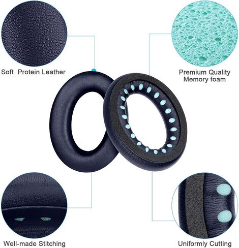 منصات الأذن البديلة Elzo لـ Bose QuietComfort 45 (QC45)/QC SE سماعات ، جلد أكثر ليونة ، رغوة إلغاء الضوضاء عالية الكثافة ، سمك إضافي ، أسود in Kuwait