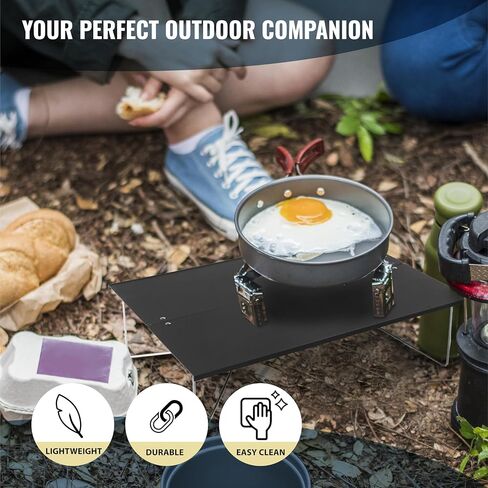 TREKOLOGY Compact Mini Camping Table – Portable, Ultralight, Folding Design – Small, Lightweight Surface for Hiking, Backpacking, Beach, or Nightstand Use – Collapsible Outdoor Gear (Black) in Kuwait
