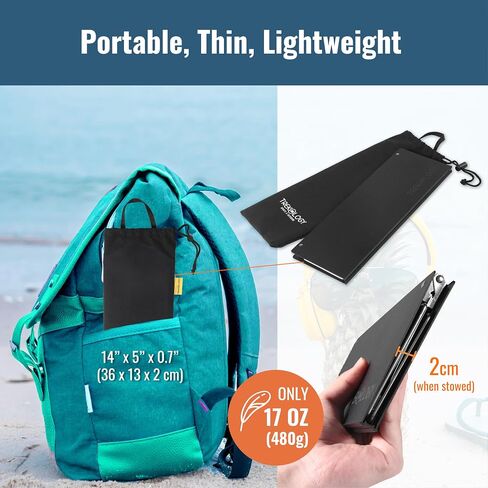 TREKOLOGY Compact Mini Camping Table – Portable, Ultralight, Folding Design – Small, Lightweight Surface for Hiking, Backpacking, Beach, or Nightstand Use – Collapsible Outdoor Gear (Black) in Kuwait