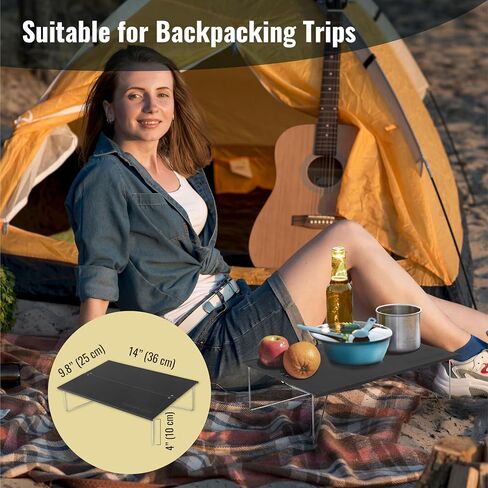 TREKOLOGY Compact Mini Camping Table – Portable, Ultralight, Folding Design – Small, Lightweight Surface for Hiking, Backpacking, Beach, or Nightstand Use – Collapsible Outdoor Gear (Black) in Kuwait