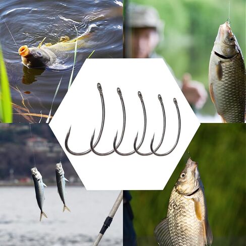 Barbless Fishing Hooks 60/160pcs Carp Fishing Hooks Circle Hooks Barbless Curve Shank Crank Hooks Fly Tying Fish Hooks Carp Hair Fishing Tackle for Freshwater Saltwater Fishing in Saudi Arabia
