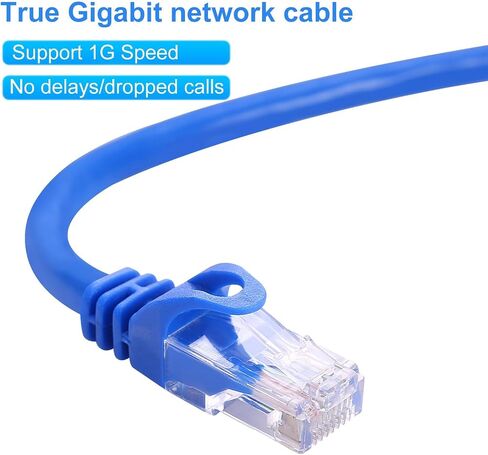 CAT 6 Ethernet Cable 100 FT, Indoor High-Speed 10Gbps Snagless Long CAT6 Internet Cable 100FT for Network, Router, Modem, Gaming, PlayStation, Xbox, POE Camera, Blue in Kuwait