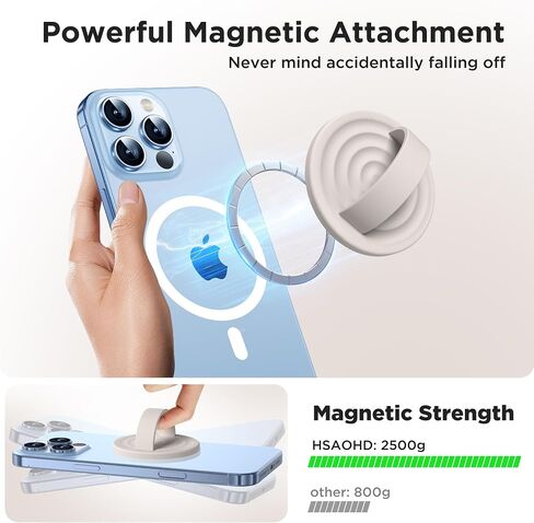 Upgraded Magnetic Phone Grip, Compatible with MagSafe, Silicone Comfy Removable Loop Grip, Phone Grip Finger Ring Holder for Back of Phone for iPhone Pro Max/Plus/16/15/14/13/12, Stone in Kuwait