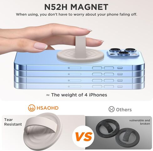Upgraded Magnetic Phone Grip, Compatible with MagSafe, Silicone Comfy Removable Loop Grip, Phone Grip Finger Ring Holder for Back of Phone for iPhone Pro Max/Plus/16/15/14/13/12, Stone in Kuwait