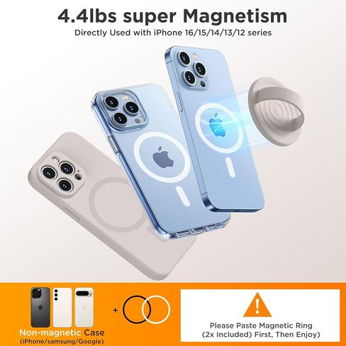 Upgraded Magnetic Phone Grip, Compatible with MagSafe, Silicone Comfy Removable Loop Grip, Phone Grip Finger Ring Holder for Back of Phone for iPhone Pro Max/Plus/16/15/14/13/12, Stone in Kuwait