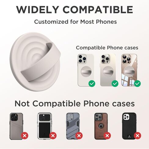 Upgraded Magnetic Phone Grip, Compatible with MagSafe, Silicone Comfy Removable Loop Grip, Phone Grip Finger Ring Holder for Back of Phone for iPhone Pro Max/Plus/16/15/14/13/12, Stone in Kuwait