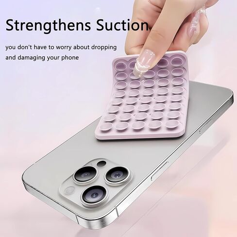 Silicone Double-Sided Suction Phone Grip Detachable Mount - Car Dashboard/Shower Phone Holder, Hands-Free For Selfies & Videos, TikTok/ASMR/Yoga - iphone & Android Compatible (3.74"x2.2", Baby Pink) in Saudi Arabia