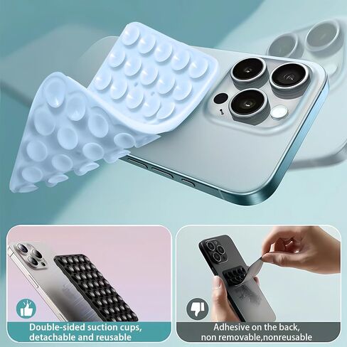 Silicone Double-Sided Suction Phone Grip Detachable Mount - Car Dashboard/Shower Phone Holder, Hands-Free For Selfies & Videos, TikTok/ASMR/Yoga - iphone & Android Compatible (3.74"x2.2", Baby Pink) in Saudi Arabia