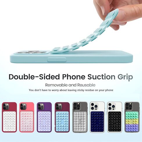 Silicone Double-Sided Suction Phone Grip Detachable Mount - Car Dashboard/Shower Phone Holder, Hands-Free For Selfies & Videos, TikTok/ASMR/Yoga - iphone & Android Compatible (3.74"x2.2", Baby Pink) in Saudi Arabia