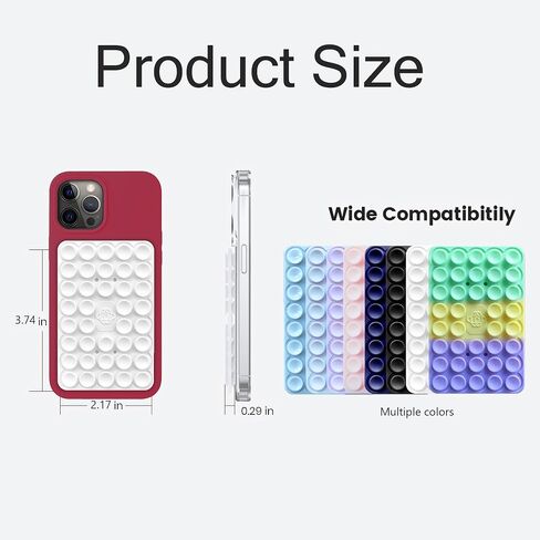 Silicone Double-Sided Suction Phone Grip Detachable Mount - Car Dashboard/Shower Phone Holder, Hands-Free For Selfies & Videos, TikTok/ASMR/Yoga - iphone & Android Compatible (3.74"x2.2", Baby Pink) in Saudi Arabia