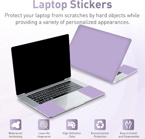 12.1-15.6 Inch Laptop Skin Decal, Black, PVC, Universal, Waterproof, Scratch Resistant, Reusable in Saudi Arabia