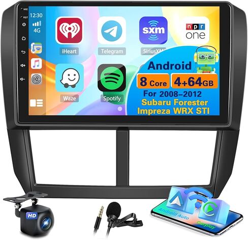 8-Core 6+128G Android 13 Car Stereo Radign Radio for 2008-2012 Subaru Forester Impreza WRX STI ، 9 '' 'HD Louch screen with wireless carplay & Android Auto ، AHD Backup Camera ، GPS Mavigation in Saudi Arabia