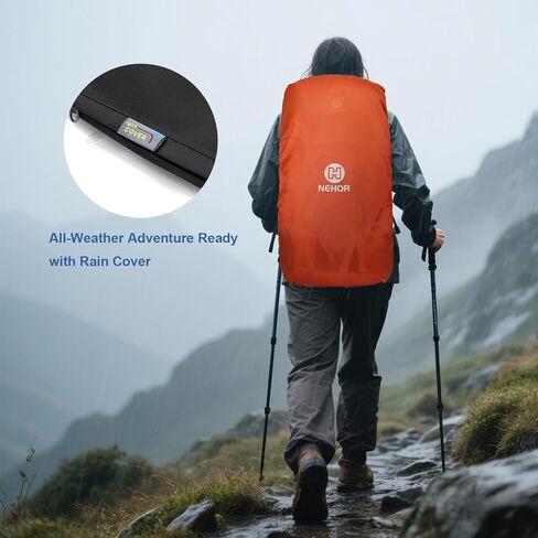 60L Hiking Backpack Water Resistant Camping Backpack with Rain Cover Large Outdoor Travel Daypack for Men Women (01-Black) in Kuwait