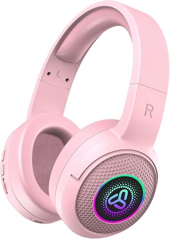 SDLOGAL Wireless Over Ear Headphones, Personalized Music & Game Audio, Wireless BT5.4 Headphones with Microphone, Up to 40 Hours Battery Life, Foldable Lightweight Headphones - Pink in Saudi Arabia
