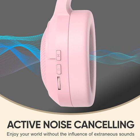 SDLOGAL Wireless Over Ear Headphones, Personalized Music & Game Audio, Wireless BT5.4 Headphones with Microphone, Up to 40 Hours Battery Life, Foldable Lightweight Headphones - Pink in Saudi Arabia