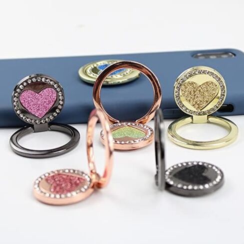 Y2K Vintage Cell Phone Ring Holder Heart Metal Kickstand Grip 360 Rotation Finger Ring Grip Kickstand for Smartphone and Tablets Repositionable (Heart Random) in Saudi Arabia