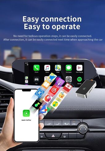 محول CarPlay اللاسلكي لأجهزة Apple - تصميم مضغوط، اتصال سريع ثابت، تحويل سيارة OEM السلكية إلى CarPlay اللاسلكي - USB Dongle لأجهزة iPhone iOS 10+ ومحول Android Auto اللاسلكي (رمادي) in Saudi Arabia