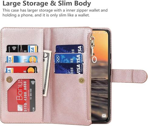 iCoverCase for Samsung Galaxy S23 Wallet Case with Card Holder, Kickstand Feature PU Leather Case with Adjustable Crossbody Lanyard Magnetic Clasp Zipper Pocket Flip Cover (Green) in Saudi Arabia
