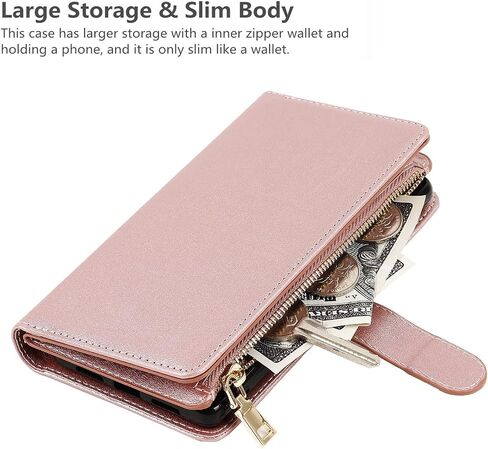 iCoverCase for Samsung Galaxy S23 Wallet Case with Card Holder, Kickstand Feature PU Leather Case with Adjustable Crossbody Lanyard Magnetic Clasp Zipper Pocket Flip Cover (Green) in Saudi Arabia