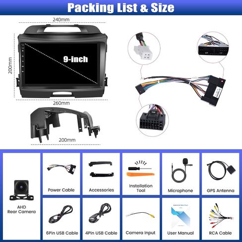 [2+64G] Android 13 Car Stereo for Kia Sportage 2010-2016 with Wireless Carplay&Android Auto,9 Inch Touch Screen Car Radio with Mirror Link GPS WiFi Bluetooth FM/RDS HiFi SWC Dual USB+Backup Camera in Saudi Arabia