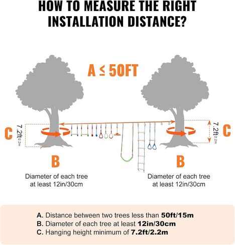 طقم Slackline Vevor مع خط التدريب ، معدات خط الركود على مساحة 60 قدمًا ، وإعدادًا سهلاً الحبل الضيق للأطفال البالغين ، ومجموعة كاملة مع حماة الأشجار ، ومدرب الذراع ، وحقيبة الحمل ، والتعليمات in Kuwait