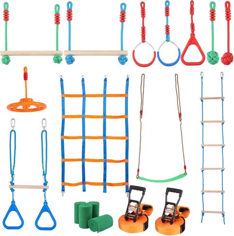 طقم Slackline Vevor مع خط التدريب ، معدات خط الركود على مساحة 60 قدمًا ، وإعدادًا سهلاً الحبل الضيق للأطفال البالغين ، ومجموعة كاملة مع حماة الأشجار ، ومدرب الذراع ، وحقيبة الحمل ، والتعليمات in Kuwait