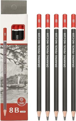 PATIKIL 2B Drawing Pencils for Sketching, 12PCS Sketch Pencils for Drawing Art Pencils Graphite Wood Pre-sharpened for Drawing Sketching Artists, 2B Pencils Black Red Rod in Saudi Arabia