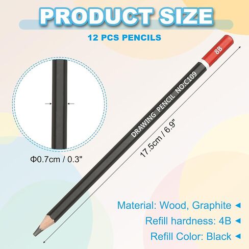 PATIKIL 2B Drawing Pencils for Sketching, 12PCS Sketch Pencils for Drawing Art Pencils Graphite Wood Pre-sharpened for Drawing Sketching Artists, 2B Pencils Black Red Rod in Saudi Arabia