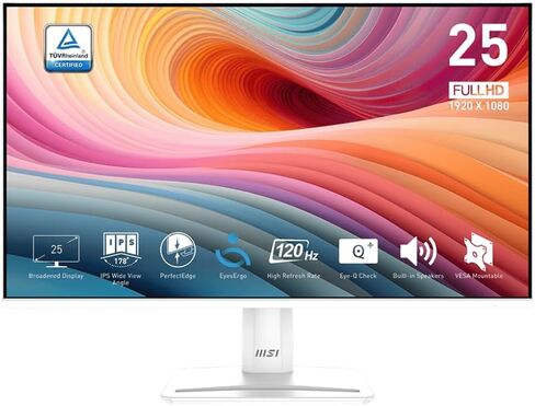 MSI PRO MP252 E2 24.5-inch IPS 1920 x 1080 (FHD) Gaming Office Monitor, 120Hz, Adaptive-Synch, HDR Ready, HDMI, VGA Port, Display Port,VESA Mountable, Tilt, Speaker, 4-Side Slim Bezel, 1ms, Black in Saudi Arabia