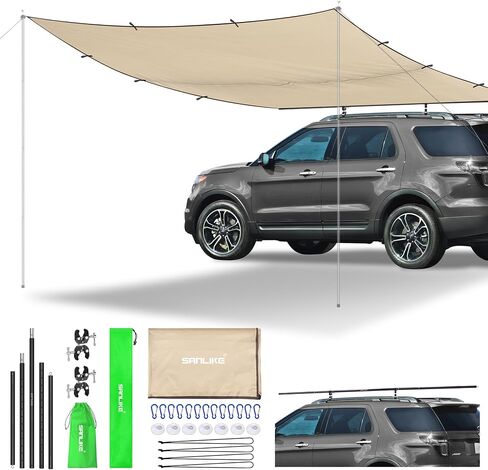 SAN LIKE Vehicle Awning Pole Outdoor Off-Road Camping Set, PU 3000mm Waterproof UV50+ Car Side Awning Sun Shade for Most Jeep/SUV/Truck/Van in Saudi Arabia