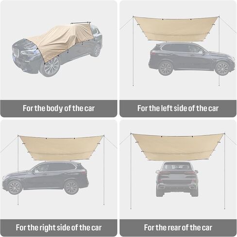 SAN LIKE Vehicle Awning Pole Outdoor Off-Road Camping Set, PU 3000mm Waterproof UV50+ Car Side Awning Sun Shade for Most Jeep/SUV/Truck/Van in Saudi Arabia