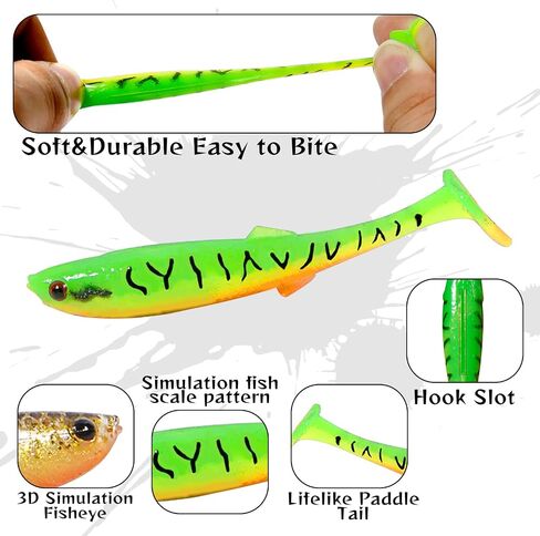 10 Pieces Bass Swimbaits Soft Plastic, 2.6 Inch Paddle Tail Swimbaits Soft Plastic Fishing Lures, Lifelike Drop Shot Lures Bass Baits Shad Baits for Saltwater Freshwater, Bass, Trout, Walleye in Saudi Arabia