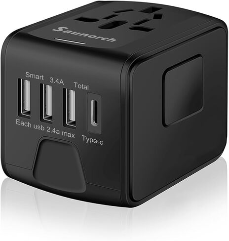 SAUNORCH Universal International Travel Power Adapter, AC Outlet in Kuwait