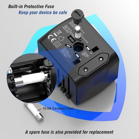 SAUNORCH Universal International Travel Power Adapter, AC Outlet in Kuwait