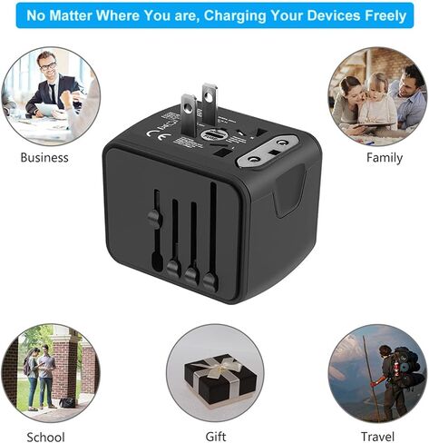 SAUNORCH Universal International Travel Power Adapter, AC Outlet in Kuwait