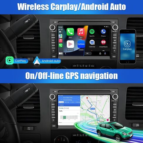 Car Radio Stereo for Chevrolet Silverado GMC Sierra Yukon 2007-2013 Android 13 CarPlay Android Auto GPS Navigation Bluetooth Touch Screen Head Unit with Backup Camera in Saudi Arabia