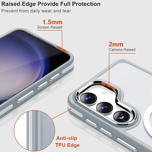 for Samsung Galaxy S25 Ultra Case, Shockproof S25 Ultra Phone Case with Kickstand, Anti-Skid Case Fits for Magsafe, Camera Frame with Raised Protection for Galaxy S25 Ultra Cover (Black/Red) in Saudi Arabia