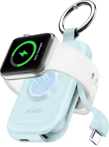 RORRY Portable Charger for Apple Watch, 2500mAh Fast Charging for iWatch Charger, Travel Essentials Gifts with Built-in USB C Cable for Apple Watch Series 10 9 8 7 6 5 Ultra 2 SE Accessories, Purple in Kuwait