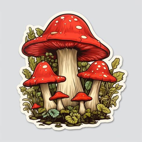 Amanita Mushroom Aesthetic Poisonous Mushroom Sticker For Guitar, Skateboard, Water Bottles, Laptop, Waterproof Vinyl Decal Sticker 5 inch (Design 9) in Saudi Arabia