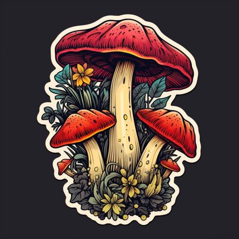 Amanita Mushroom Aesthetic Poisonous Mushroom Sticker For Guitar, Skateboard, Water Bottles, Laptop, Waterproof Vinyl Decal Sticker 5 inch (Design 9) in Saudi Arabia