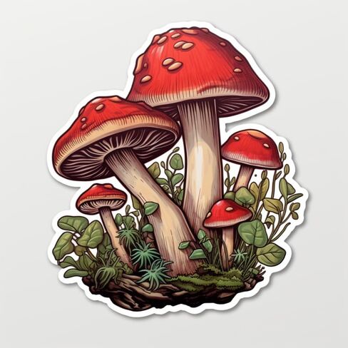 Amanita Mushroom Aesthetic Poisonous Mushroom Sticker For Guitar, Skateboard, Water Bottles, Laptop, Waterproof Vinyl Decal Sticker 5 inch (Design 9) in Saudi Arabia