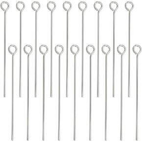 BENECREAT 30Pcs 925 Sterling Silver Eye Pins, 24 Gauge 1.4 Inch Head Pins for Jewlry Making, Silver Pins for Pendants, Earrings Pins, Jewelry Making Supplies