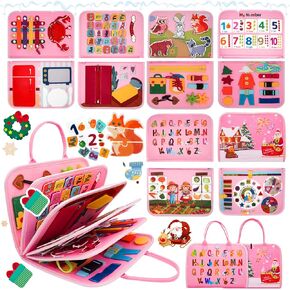 Montessori Busy Board ، Baby Bud Book Educational Learning Toys for Toddlers Head Book Activity Books Buckle Toy Toy Motor Market Market