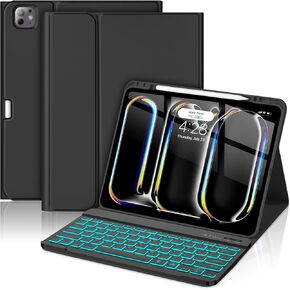 الحياة الساخنة لـ iPad Pro 13 Inch (M4) 2024 مع لوحة المفاتيح ، قابلة للفصل المغناطيسي - 7 حالة لوحة مفاتيح خلفية ملونة لـ iPad Pro 13 (M4) ، حالة لوحة مفاتيح الورقة اللاسلكية القابلة لإعادة الشحن مع حامل قلم رصاص