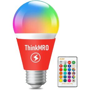 RGB RGBW 10W A19 E26 E27 Multiple Colors Changing Light Bulbs with Remote,LED Lamp Replace Bulb,Warm White,Dimmable Memory Function,Ideal Lighting for Home Decoration,Party,Gardens,Corridors