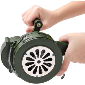 Hand Crank Siren Horn, 110 DB Loud Emergency Safety Manual Siren, Portable Metal Manual Handheld Air Raid Siren Fire Alarm for Self Protection, Home, Sport Event, Green