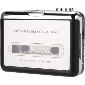 Wendry Cassette to MP3 Converter, Portable USB Tape to MP3 Capture Converter, Stereo Audio Music Player