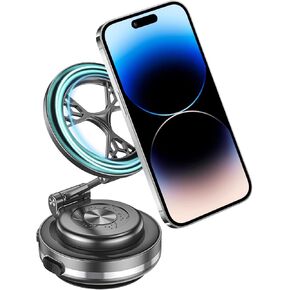 Car Phone Holder for Magsafe, Magnetic Vacuum Car Phone Mount, 360° Adjustable Rotating Car Phone Holder, for iPhone 12/13/14/15/16 for Phone Cases with Magsafe Magnetic Suction (Grey)