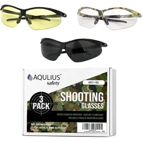 Aqulius Maplefield 3pk Shooting Glasses - Safety Glasses - Eye Protection for Shooting Range, Tactical Shooting Goggles