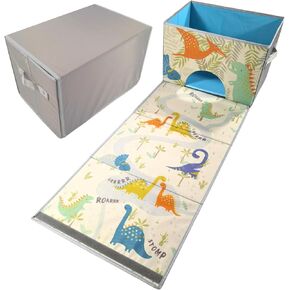 SAM AND MABEL Fabric Storage Organizer and Play Mat - Collapsible Storage Box, Foldable Playmat and Stackable Storage Bin Basket with Handle (GoPlaces)
